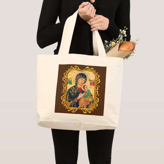 Our Lady Of Perpetual Help Blessed Mother Mary Large Tote Bag (Front (Product))