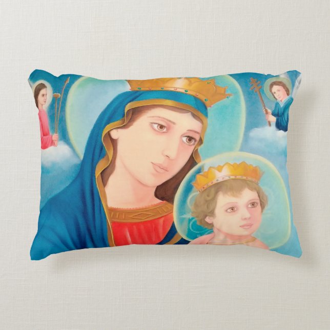Our Lady of Perpetual Help Catholic Decorative Cushion (Front)