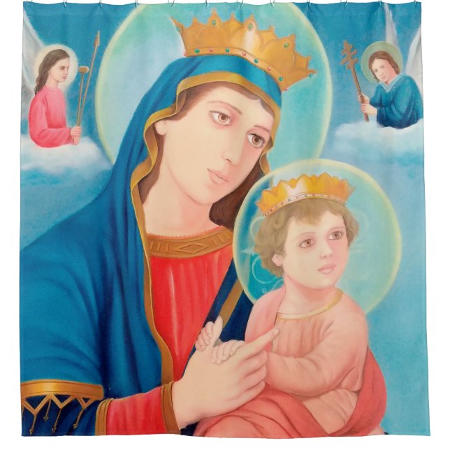 Our Lady of Perpetual Help Catholic Shower Curtain (Front)