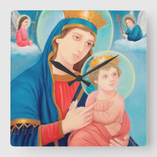 Our Lady of Perpetual Help Catholic Square Wall Clock