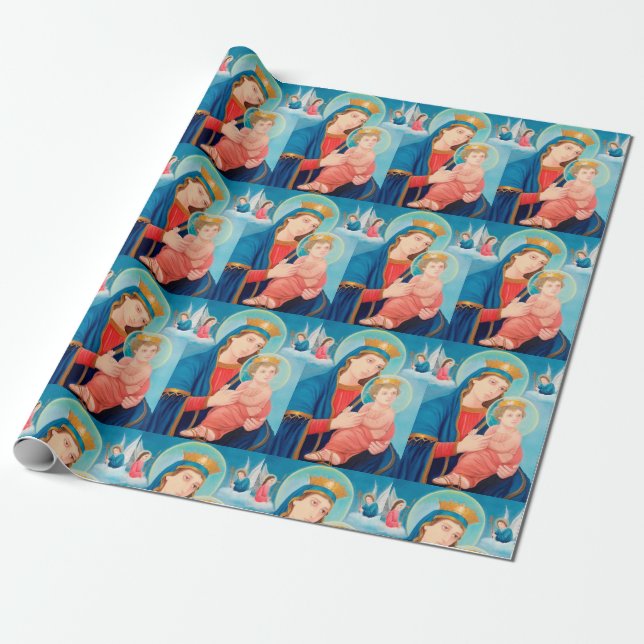 Our Lady of Perpetual Help Catholic Wrapping Paper (Unrolled)