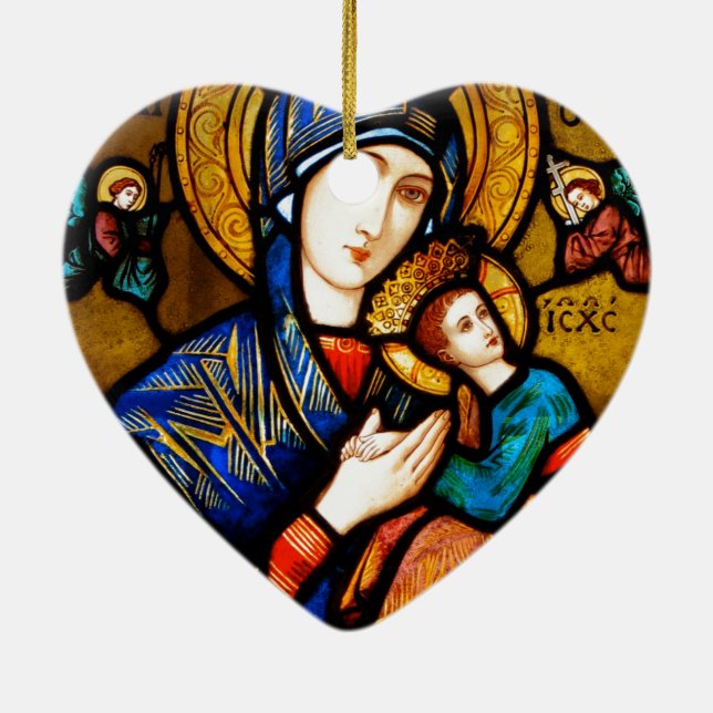 our lady of perpetual help ceramic ornament (Back)