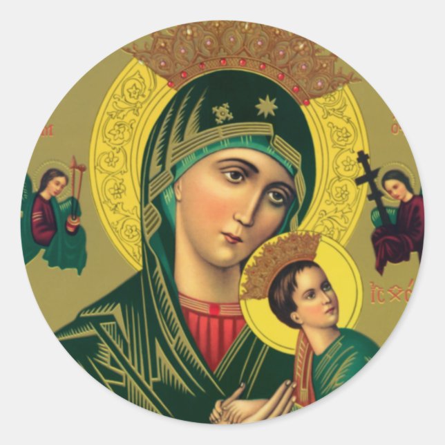 our lady of perpetual help classic round sticker (Front)