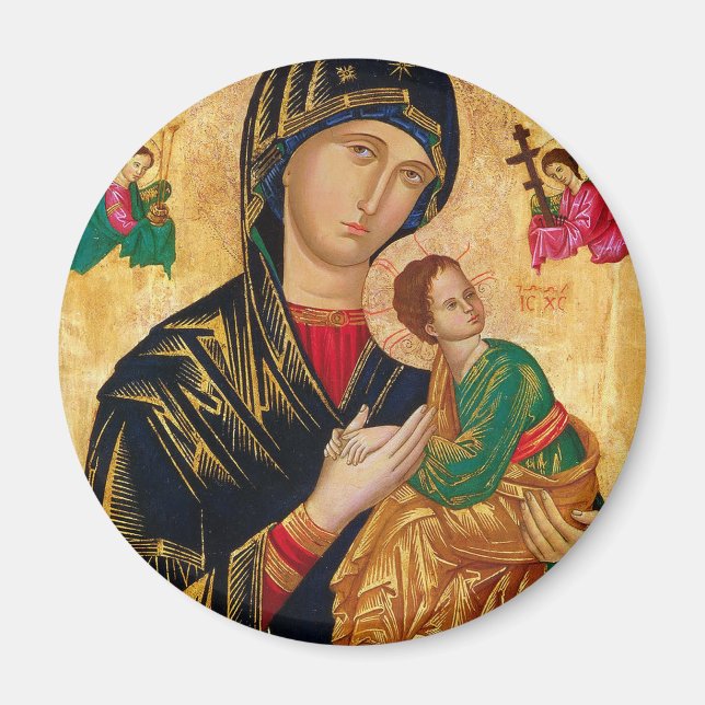 Our Lady of Perpetual Help Icon Virgin Mary Art Magnet (Front)