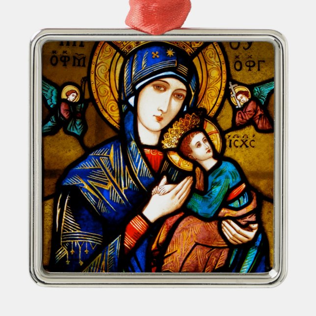 our lady of perpetual help metal ornament (Front)