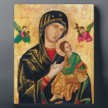 Our Lady of Perpetual help Virgin Mary Icon Russia Plaque<br><div class="desc">Our Lady of Perpetual help Virgin Mary Icon Russia. Our Lady of Perpetual Help (also known as Our Lady of Perpetual Succour) is a Roman Catholic title of the Blessed Virgin Mary as represented in a celebrated 15th-century Byzantine icon also associated with the same Marian apparition. The icon originated from...</div>