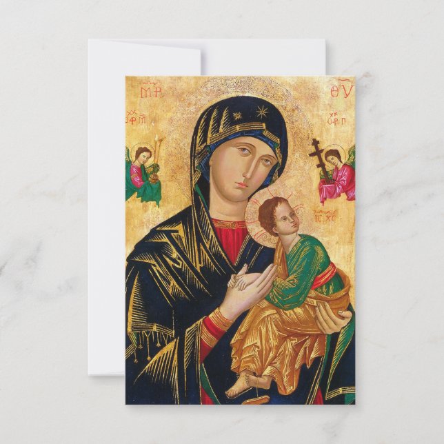 Our Lady of Perpetual help Virgin Mary Icon Russia Thank You Card (Front)