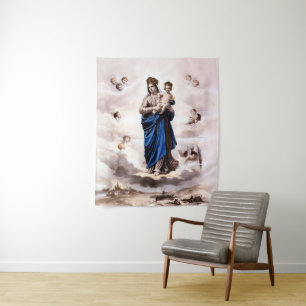 Our Lady of Prompt Succour BW Tapestry