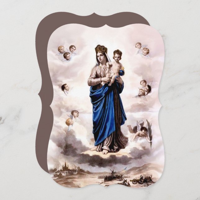 Our Lady of Prompt Succour BW with Prayer Holiday Card (Front/Back)