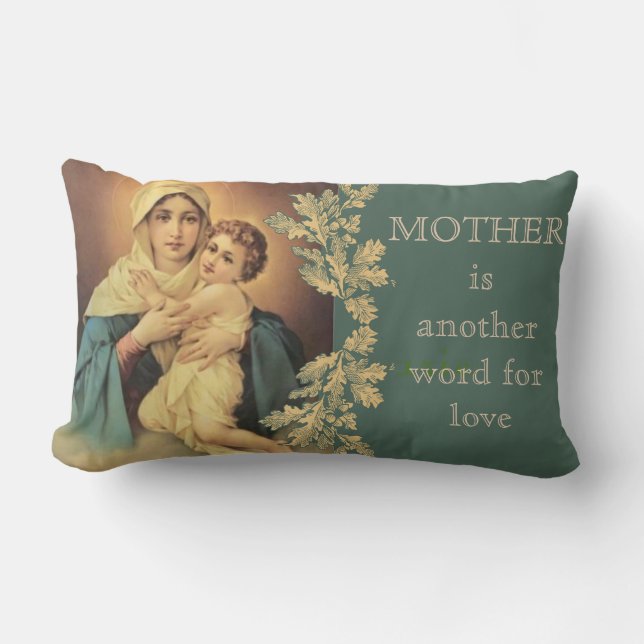 Our Lady of Schoenstatt Virgin Mary Jesus MOTHER Lumbar Cushion (Front)