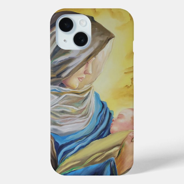 Our Lady of Silence holding baby Jesus Case-Mate iPhone Case (Back)