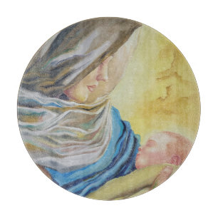 Our Lady of Silence holding baby Jesus Cutting Board
