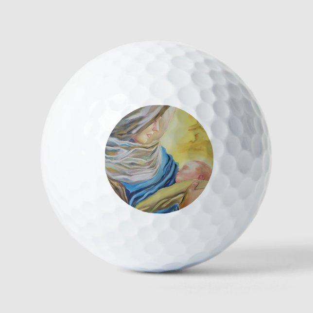 Our Lady of Silence holding baby Jesus Golf Balls (Front)