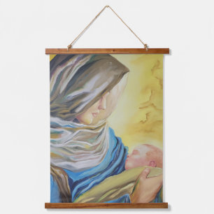Our Lady of Silence holding baby Jesus Hanging Tapestry