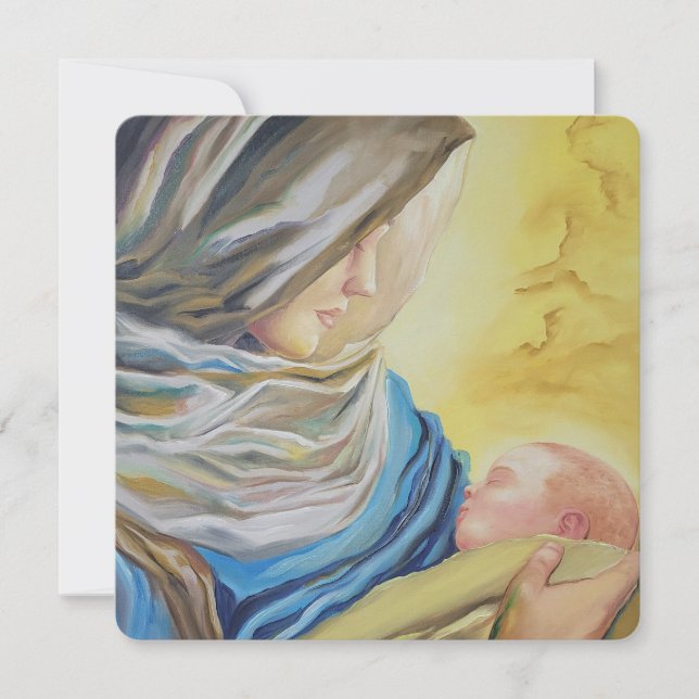 Our Lady of Silence holding baby Jesus Holiday Card (Front)
