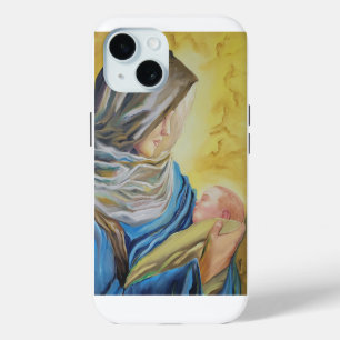 Our Lady of Silence holding baby Jesus iPhone 15 Case