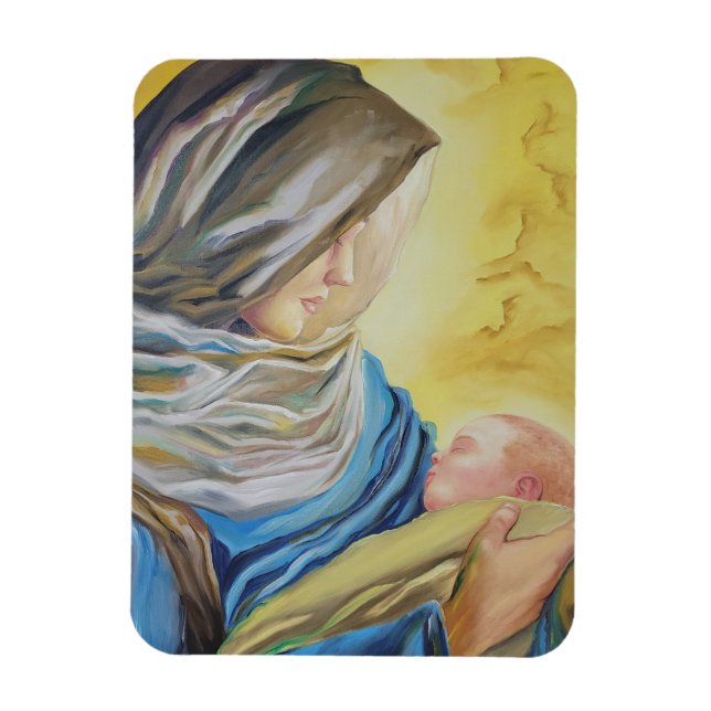 Our Lady of Silence holding baby Jesus Magnet (Vertical)
