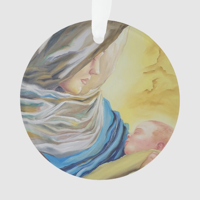 Our Lady of Silence holding baby Jesus Ornament (Front)