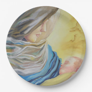 Our Lady of Silence holding baby Jesus Paper Plate