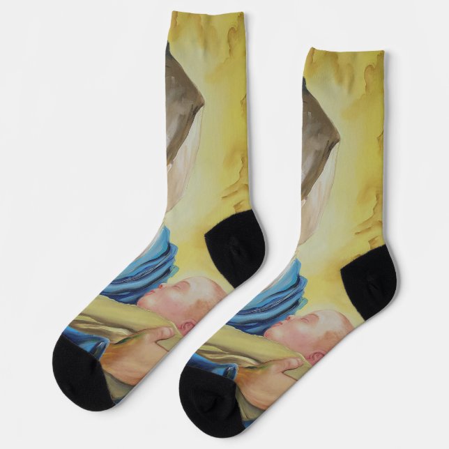 Our Lady of Silence holding baby Jesus Socks (Left)