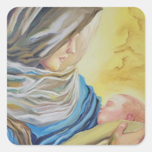 Our Lady of Silence holding baby Jesus Square Sticker