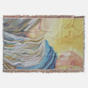 Our Lady of Silence holding baby Jesus Throw Blanket