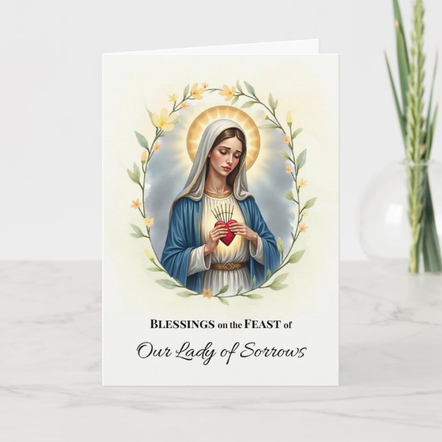 Our Lady of Sorrows Feast Day Blessings Wreath Card (Front)