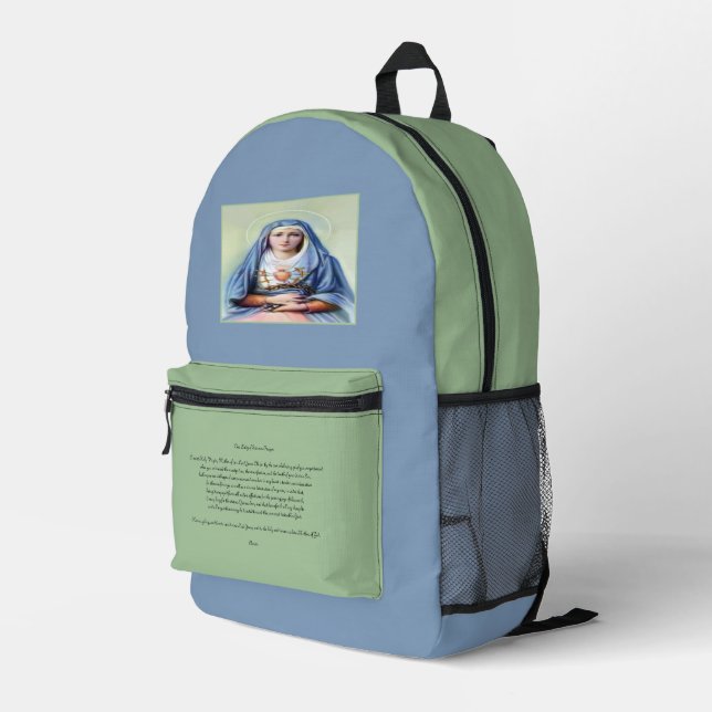 Our Lady of Sorrows with Prayer Printed Backpack (Back Corner Right)