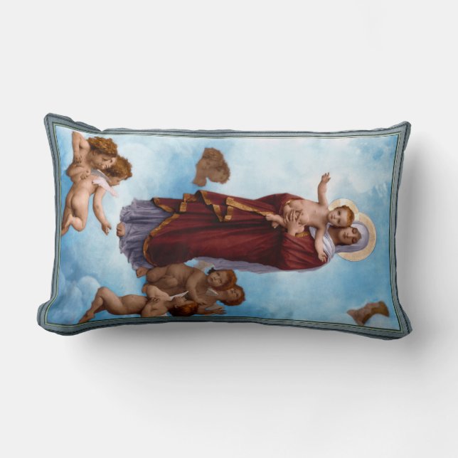 Our Lady of the Angels by William Bouguereau Lumbar Cushion (Front)
