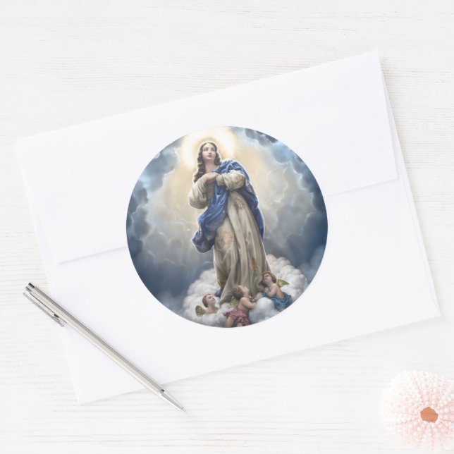 Our Lady of the Assumption Classic Round Sticker (Envelope)