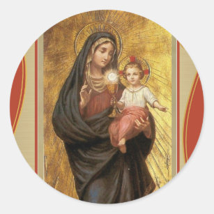 "Our Lady of the Blessed Sacrament with Baby Jesus Classic Round Sticker