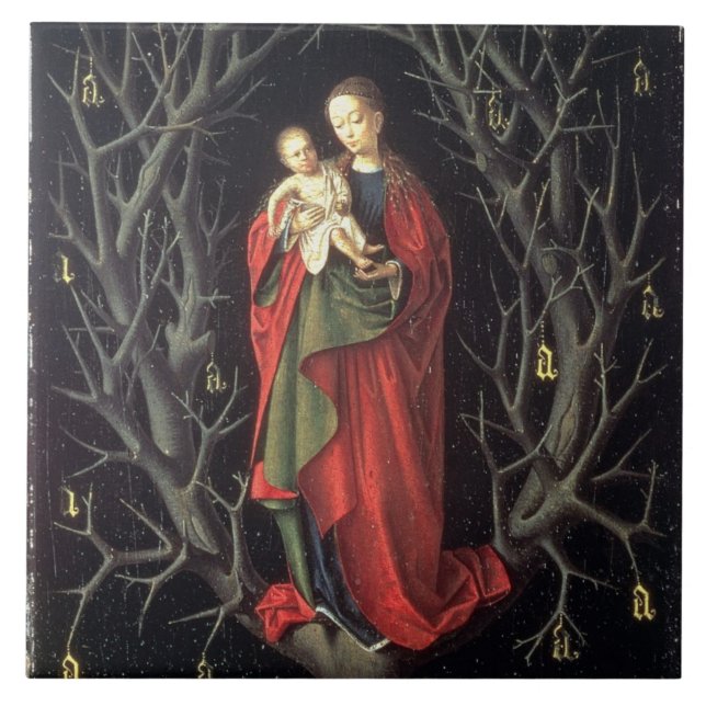 Our Lady of the Dry Tree c.1450 (oil on panel) Ceramic Tile (Front)