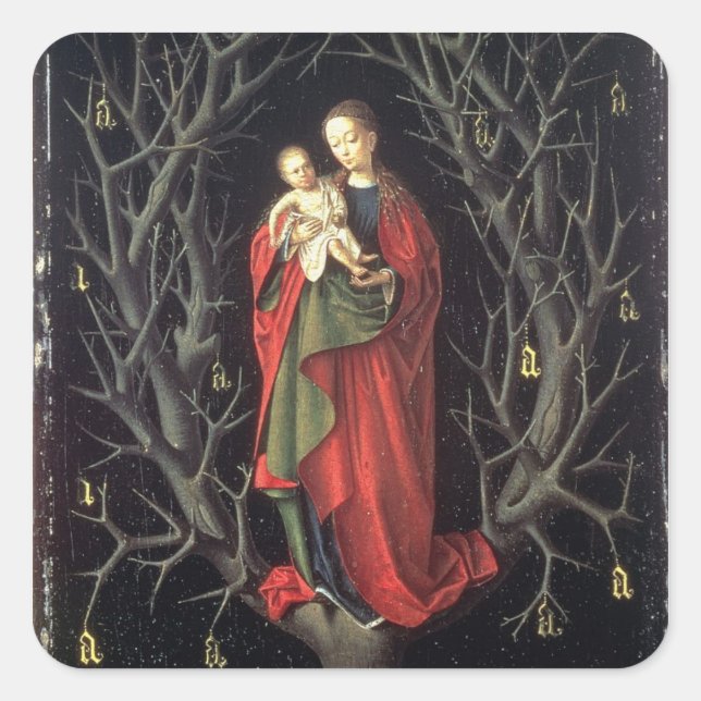 Our Lady of the Dry Tree c.1450 (oil on panel) Square Sticker (Front)