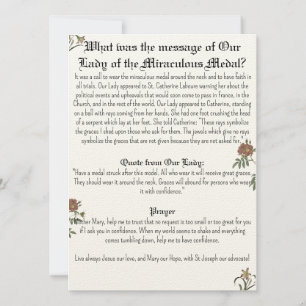 Our Lady of the Miraculous Medal Prayer card
