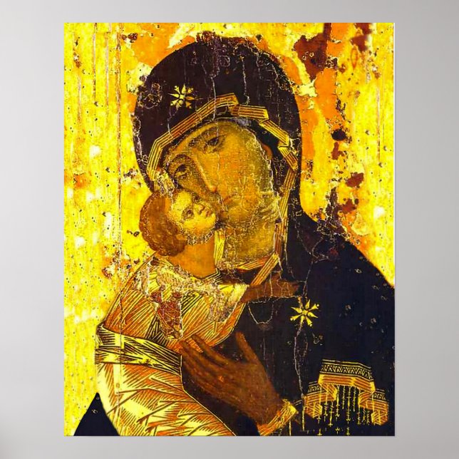 Our Lady of Vladimir Virgin Mary Icon Poster (Front)