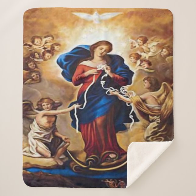 Our Lady Undoer of Knots Sherpa Blanket (Front)