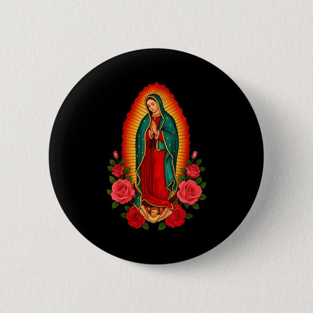 Our Lady Virgen De Guadalupe Saint Virgin Mary - C 6 Cm Round Badge (Front)