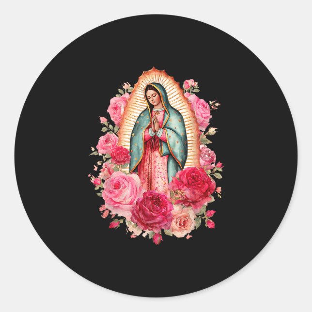Our Lady Virgen De Guadalupe Saint Virgin Mary Nk  Classic Round Sticker (Front)
