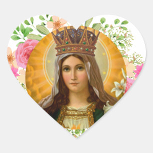 Our Lady Virgin Mary Religious Catholic Heart Sticker
