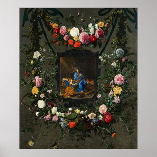 Our Lady with Flowers Sacred Art Poster