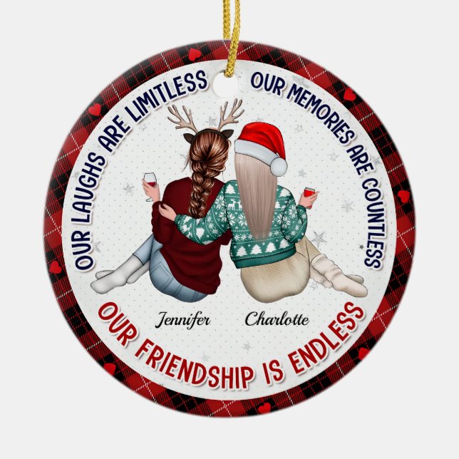 Our Laughs Are Limitless - Bestie Personalised Ceramic Ornament (Front)