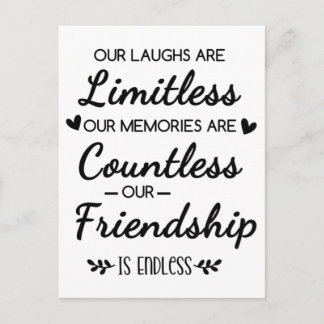 Our Laughs Are Limitless Friendship Quote Postcard