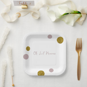 Our Li'l Princess Gold and Rose Gold  Paper Plate