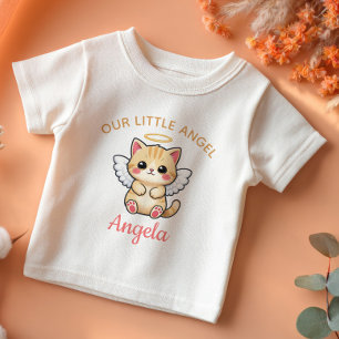 Our Little Angel Cute Kitten with Wings Girl Name Baby T-Shirt