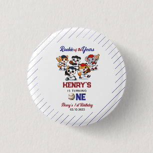 Our Little Animals Baseball 1st Birthday Party 3 Cm Round Badge