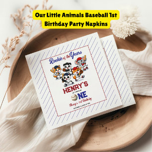 Our Little Animals Baseball 1st Birthday Party Napkin