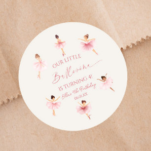 Our Little Ballerina Pink Ballet Birthday Party Classic Round Sticker