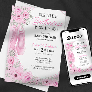 Our Little Ballerina pink Floral Baby Shower Invitation