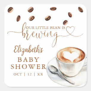 Our Little Bean Is Brewing Coffee Baby Shower Square Sticker