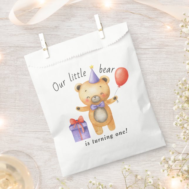 Our Little Bear is turning one Kids Birthday Favour Bag (Clipped)